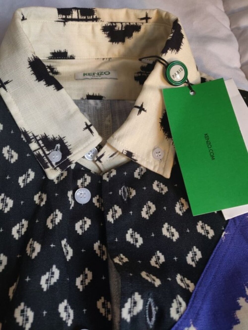 Kenzo Ikat Print Button Shirt Long Sleeve New With Tags